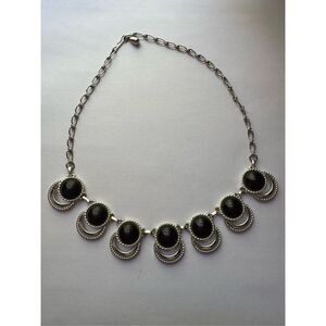 1950’s Sarah Cov Black silver tone droopy chain statement necklace